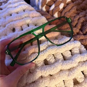 Green Translucent Oversized Aviator Sunglasses